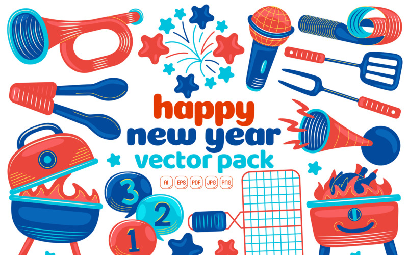 Happy New Year Vector Super Pack #02 Vector Graphic