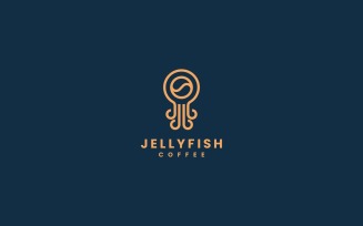 Jellyfish Coffee Line Art Logo