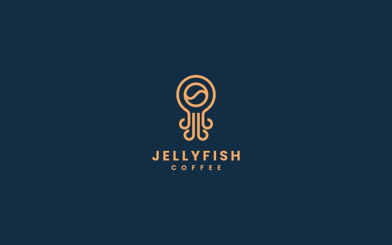 Jellyfish Coffee Line Art Logo Logo Template