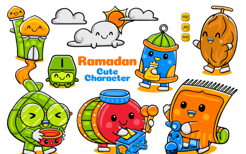 Ramadan Cute Character Pack Illustration