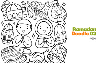 Ramadan Doodle Vector Pack Line Art #02