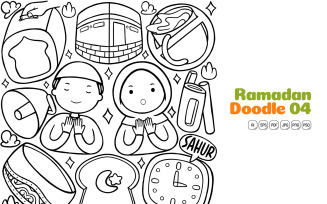 Ramadan Doodle Vector Pack Line Art #04