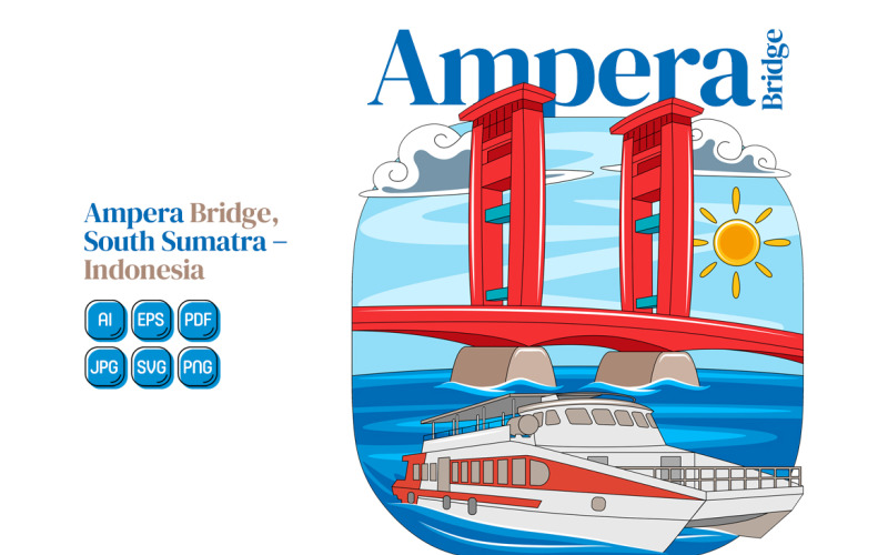 Ampera Bridge Vector Illustration Vector Graphic