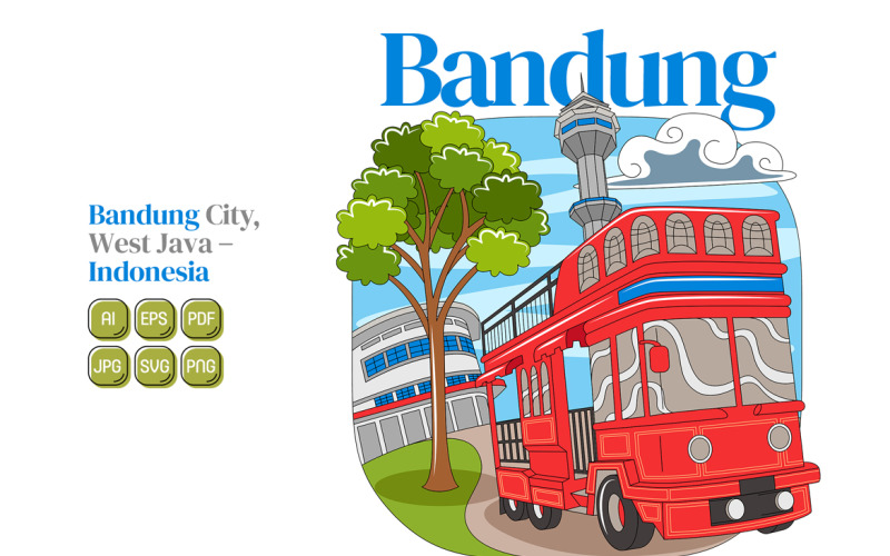 Bandung City Vector Illustration Vector Graphic