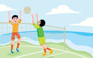 Beach Volleyball Vector Illustration