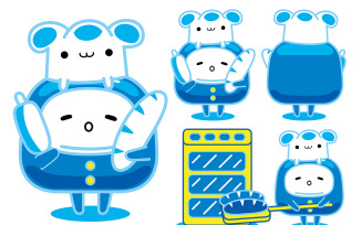 Blue Mascot Character (Baker) Vector Illustration