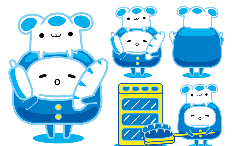 Blue Mascot Character (Baker) Vector Illustration Vector Graphic