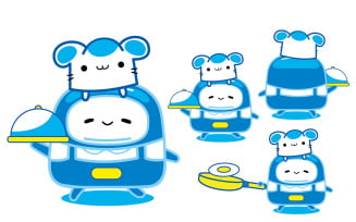 Blue Mascot Character (Chef) Vector Illustration