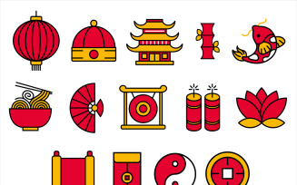 Chinese Graphic Elements (Filled Outline)