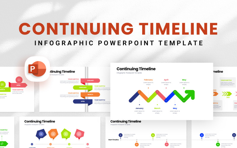 Continuing Timeline Infographic Presentation Template PowerPoint Template