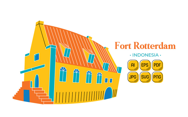Fort Rotterdam (Indonesia Travel Destination) Vector Graphic
