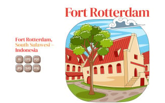 Fort Rotterdam Vector Illustration