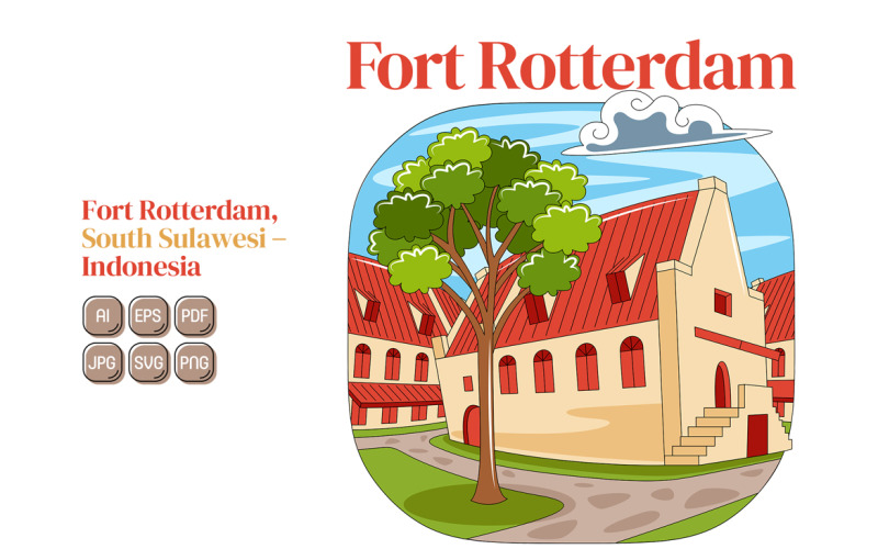 Fort Rotterdam Vector Illustration Vector Graphic