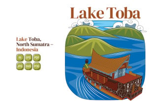 Lake Toba Vector Illustration