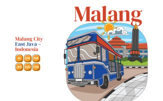 Malang City Vector Illustration