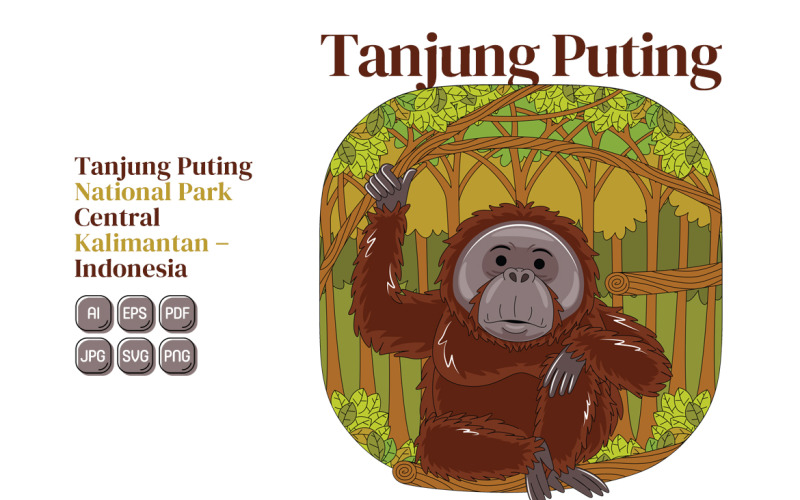 Tanjung Puting National Park Vector Illustration Vector Graphic