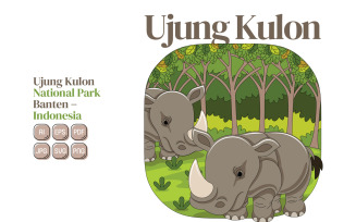 Ujung Kulon National Park Vector Illustration
