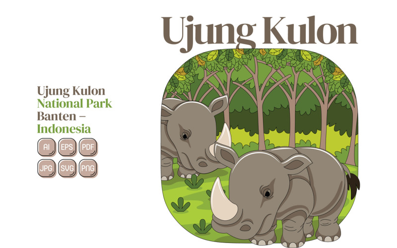 Ujung Kulon National Park Vector Illustration Vector Graphic