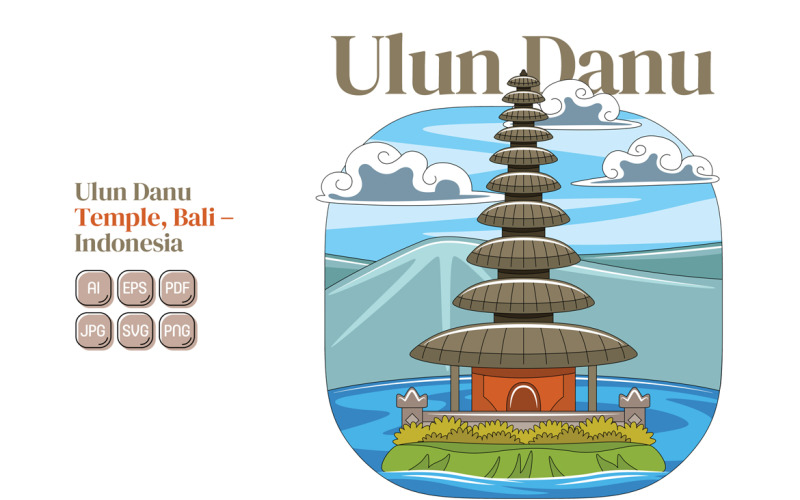 Ulun Danu Temple Vector Illustration Vector Graphic