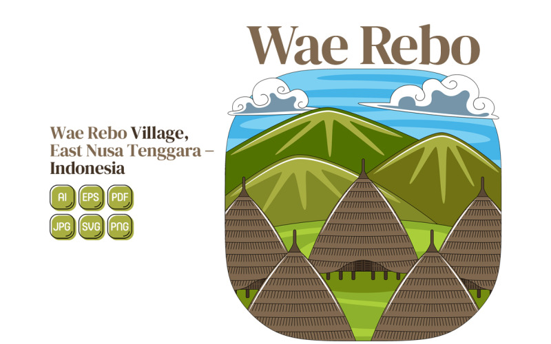 Wae Rebo Vector Illustration Vector Graphic