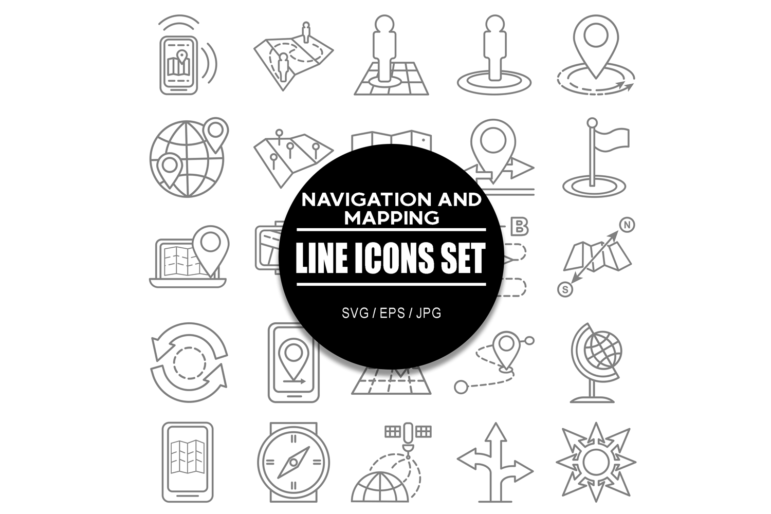 Navigation and Mapping Icon Set Bundle
