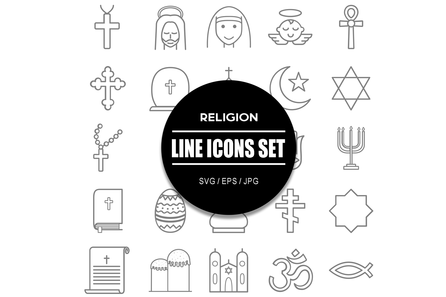 Religion Icon Set Icons Bundle