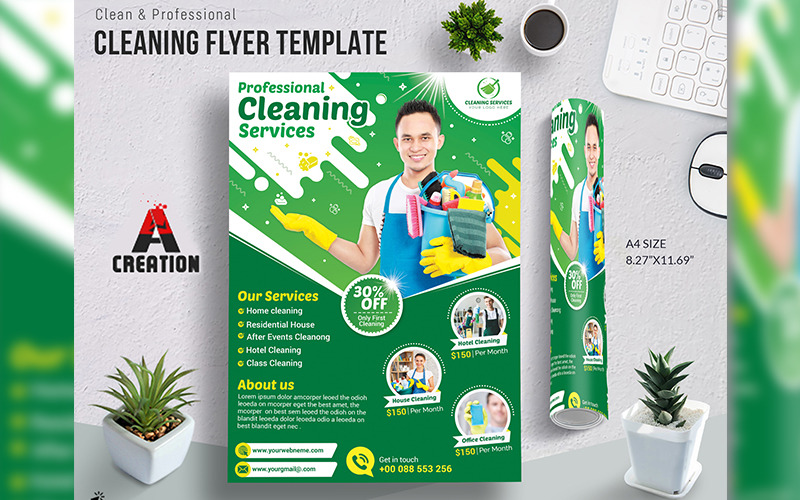 Cleaning & Disinfection Services Flyer Templates Corporate Identity