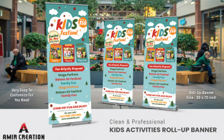 Colorful Kids roll up banner template