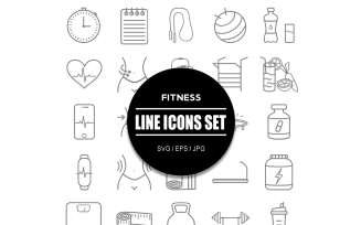 Fitness Gym Icon Set Bundle