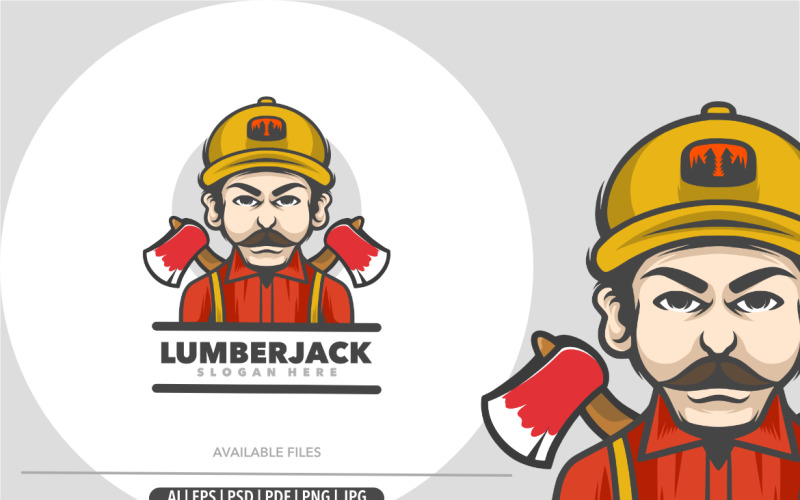 Lumber Cute Mascot Cartoon Logo Template