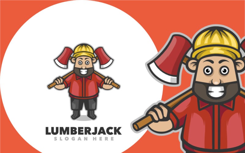 Lumberjack Logo Cute Mascot Illustration Logo Template