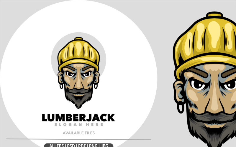 Lumberjack Man Mascot Cartoon Logo Template