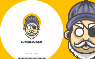 Lumberjack Pirate Mascot Cute Logo