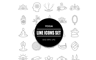 Yoga Meditation Icon Set Bundle