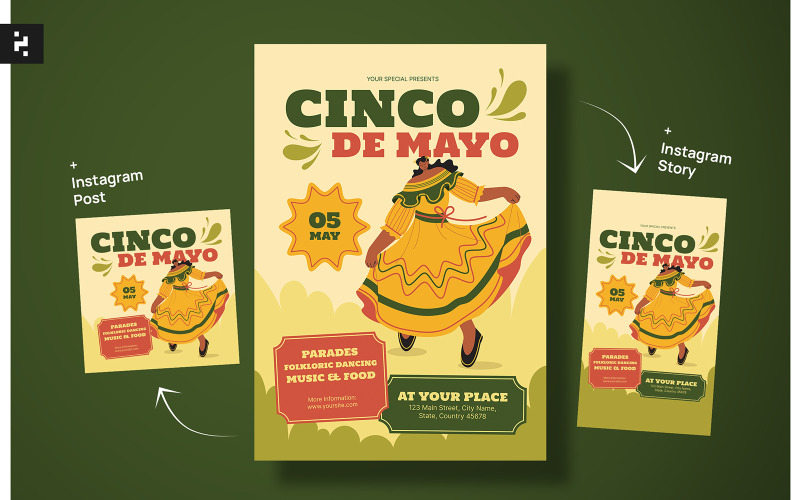 Cinco De Mayo Flyer Set Templates Corporate Identity