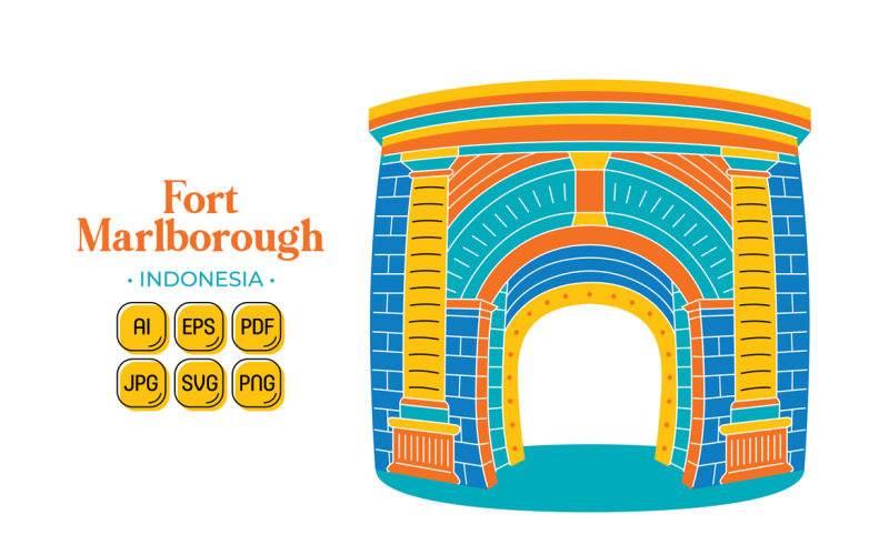 Fort Marlborough (Indonesia Travel Destination) Vector Graphic