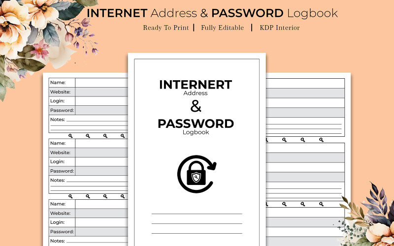 Internet Address and Password Logbook KDP Interior Planner