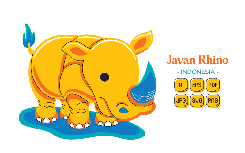 Javan Rhino (Indonesia Animal) Vector Graphic