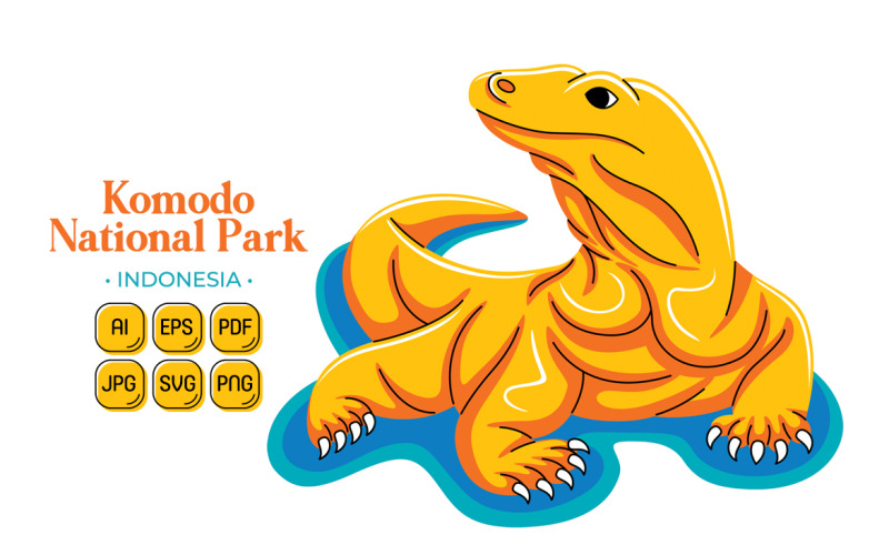 Komodo National Park (Indonesia Travel Destination) Vector Graphic