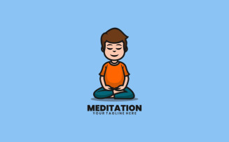 Meditation Mascot Cartoon Logo
