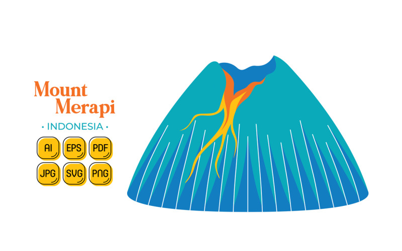 Merapi Mountain (Indonesia Travel Destination) Vector Graphic
