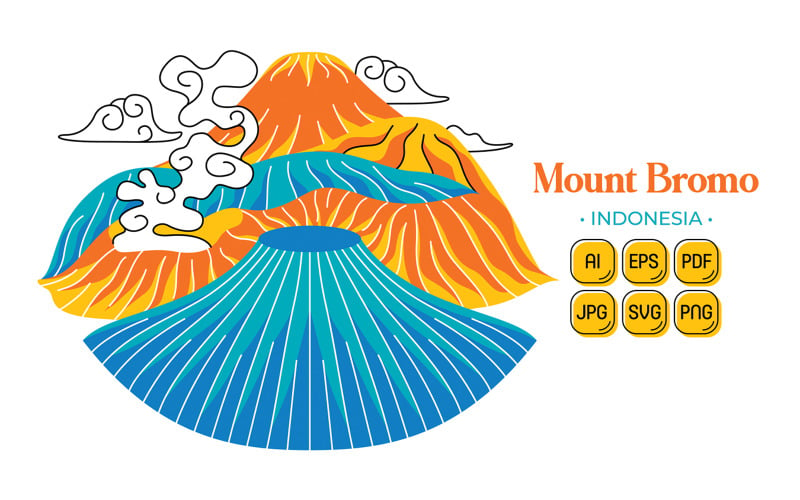 Mount Bromo (Indonesia Travel Destination) Vector Graphic
