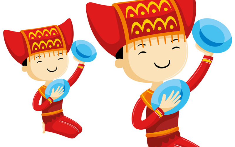 Piring Dance from West Sumatra Vector Graphic