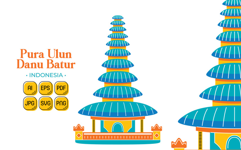 Pura Ulun Danu Batur (Indonesia Travel Destination) Vector Graphic