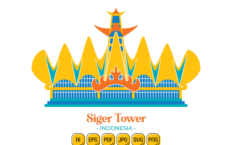 Siger Tower (Indonesia Travel Destination) Vector Graphic