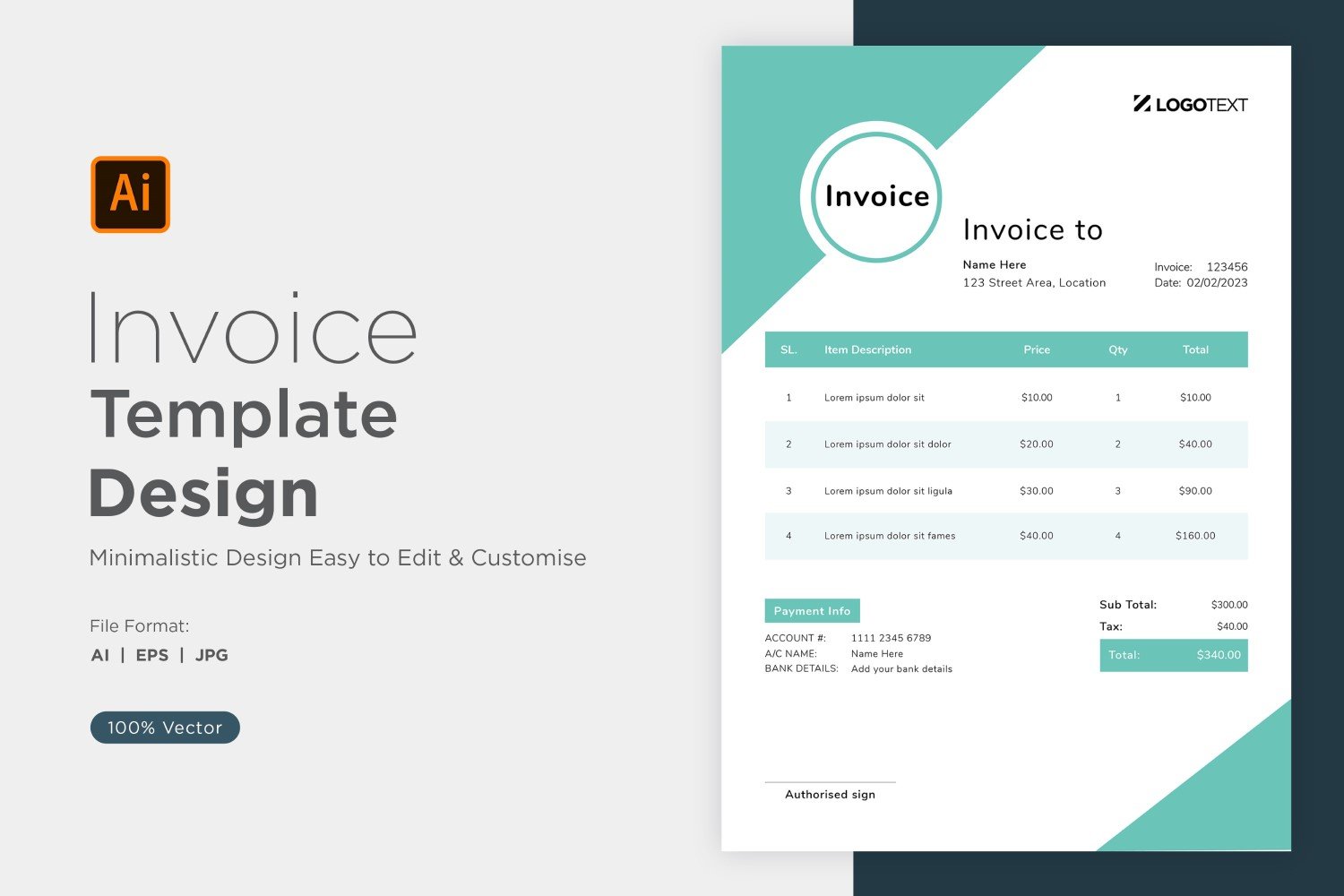 Template #320810 Invoice Design Webdesign Template - Logo template Preview