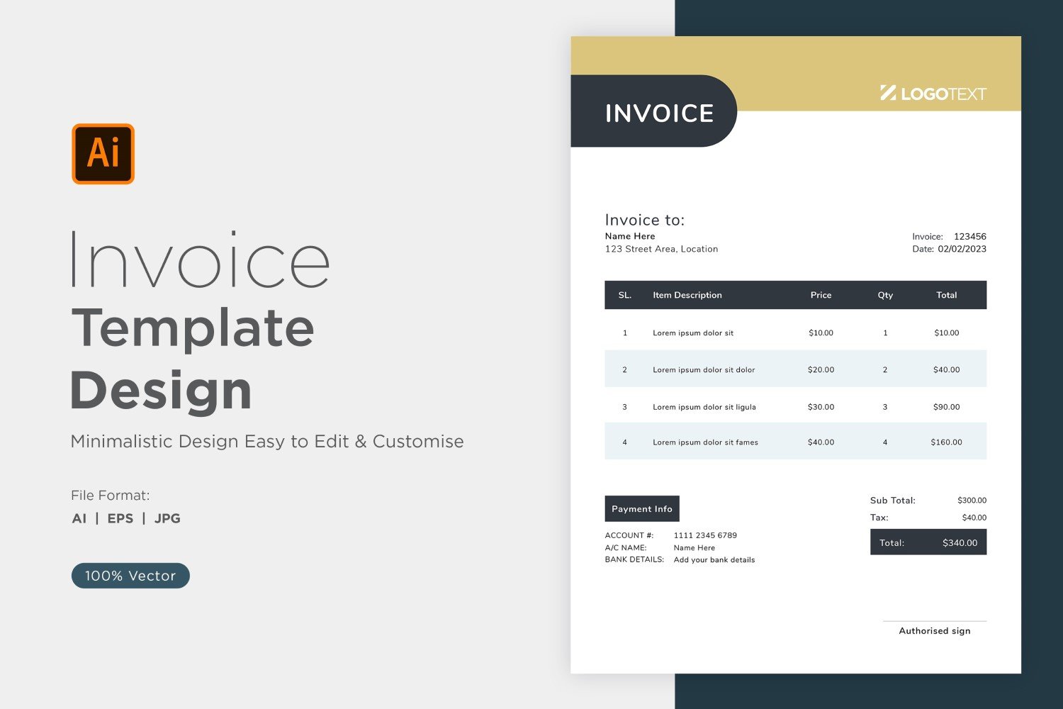 Template #320834 Invoice Design Webdesign Template - Logo template Preview