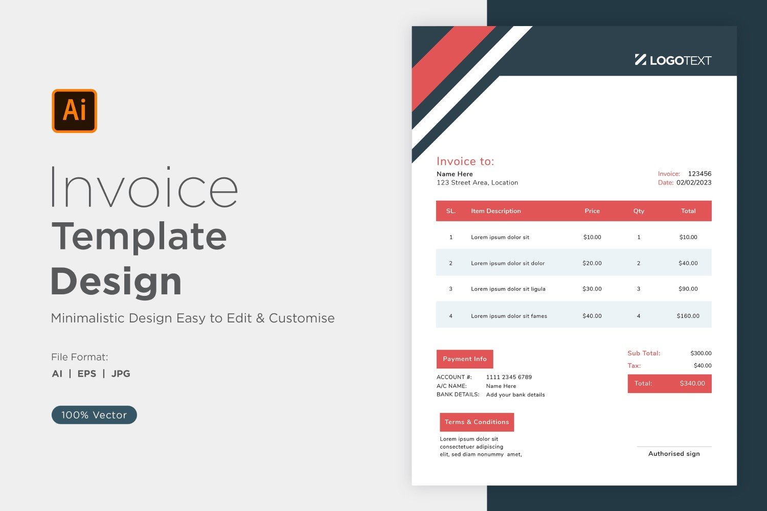 Template #320837 Invoice Design Webdesign Template - Logo template Preview