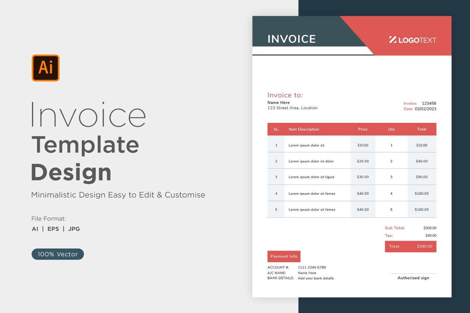 Template #320838 Invoice Design Webdesign Template - Logo template Preview