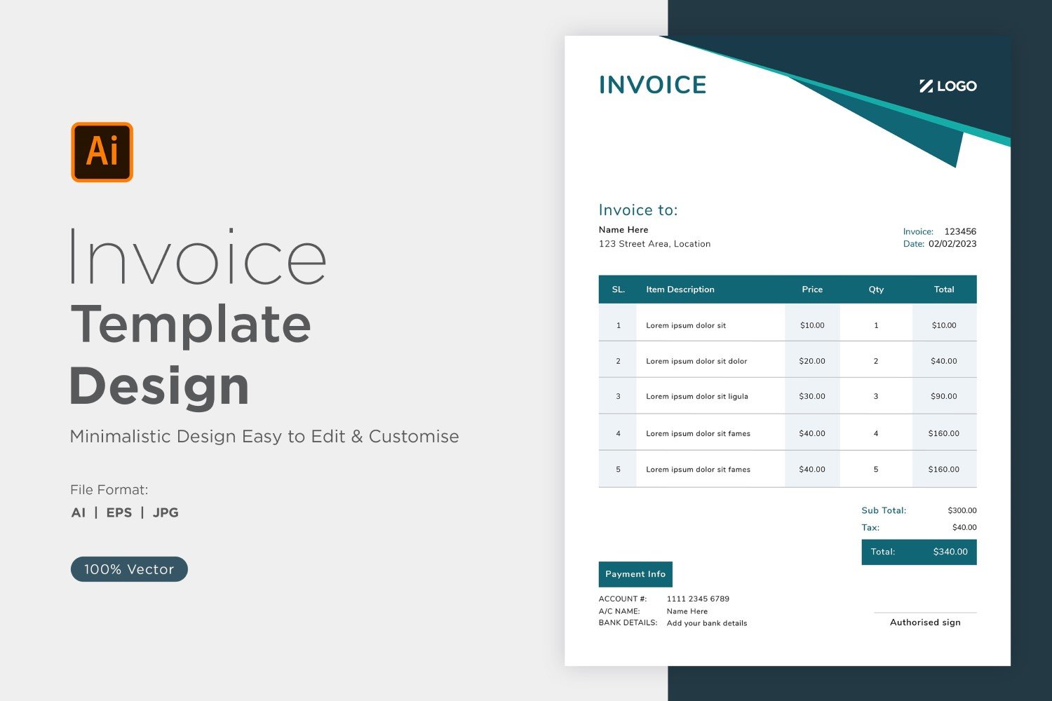 Template #320840 Invoice Design Webdesign Template - Logo template Preview